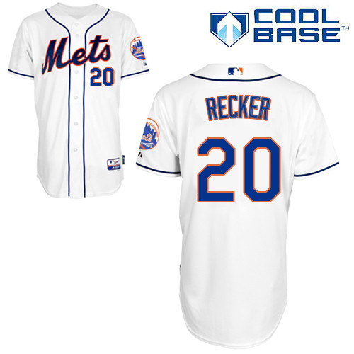 Anthony Recker #20 MLB Jersey-New York Mets Men's Authentic Alternate 2 White Cool Base Baseball Jersey